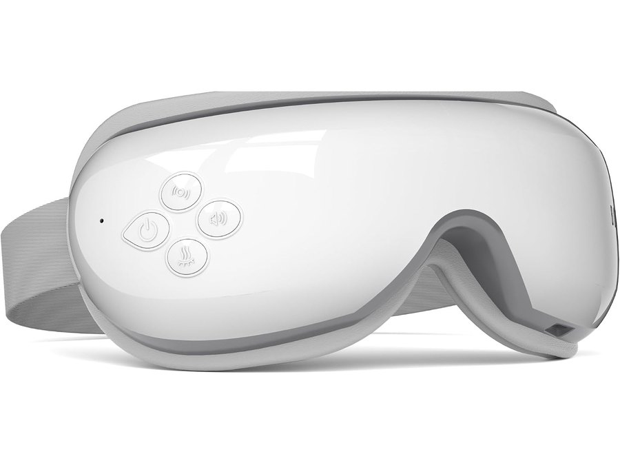Kaisum eye massager built for Burrki, gloss white shell with a four-button face