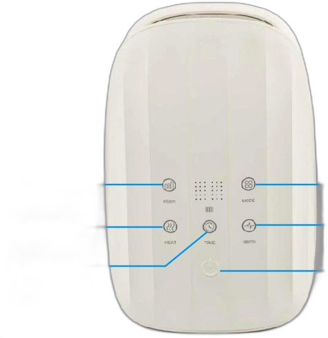 B1 hand massager control panel with labelled buttons