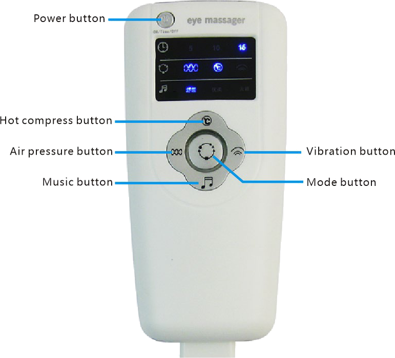 KS-2800 head massager control layout with labelled buttons