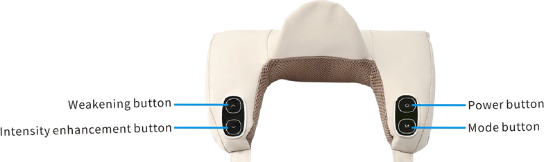 N8 shoulder massager control layout with labelled buttons
